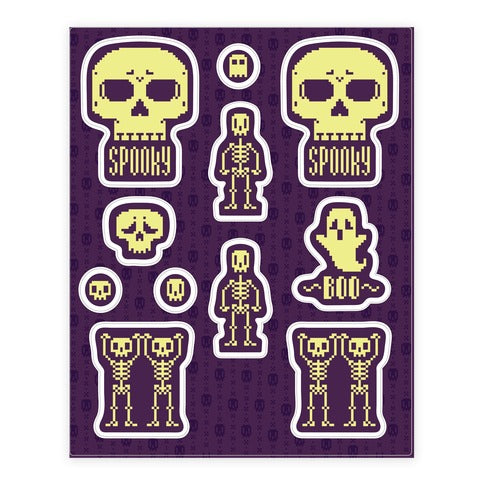 Pixel Skeleton Sticker Sheet