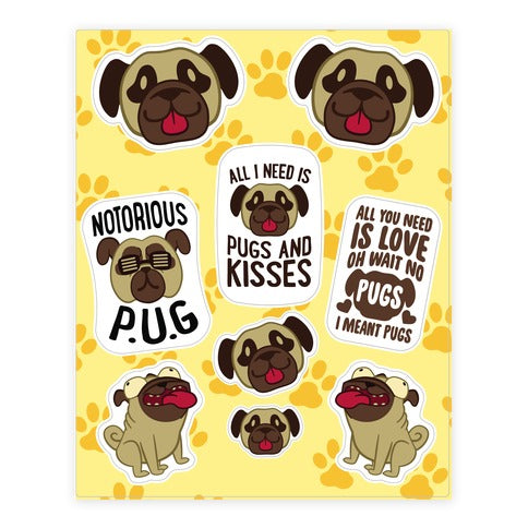 Pug Sticker Sheet