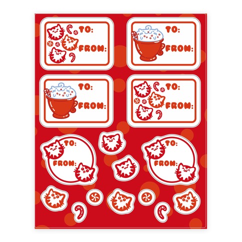 Purr Purr Mint Gift Tag Sticker Sheet