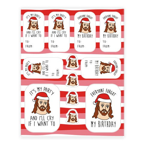 Sad Christmas Party Jesus Sticker Sheet