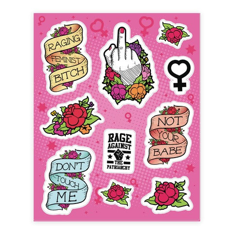 Sassy Feminist Tattoo Sticker Sheet