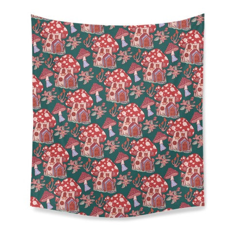 Fairy Mushroom House Pattern Tapestry