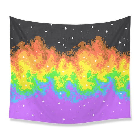 Psychedelic Nebula Pride Flag Tapestry