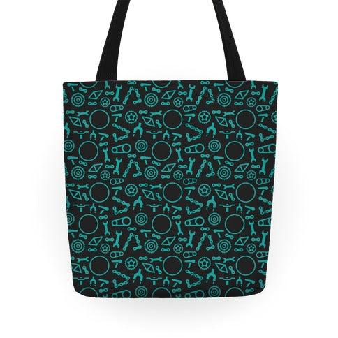 Bike Parts Pattern Tote Bag