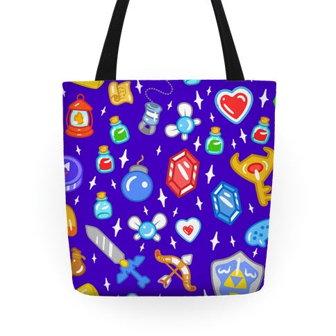 Zelda Items Pattern Tote Bag