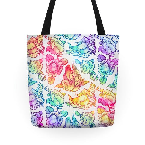 Floral Penis Pattern Rainbow Tote Tote Bag