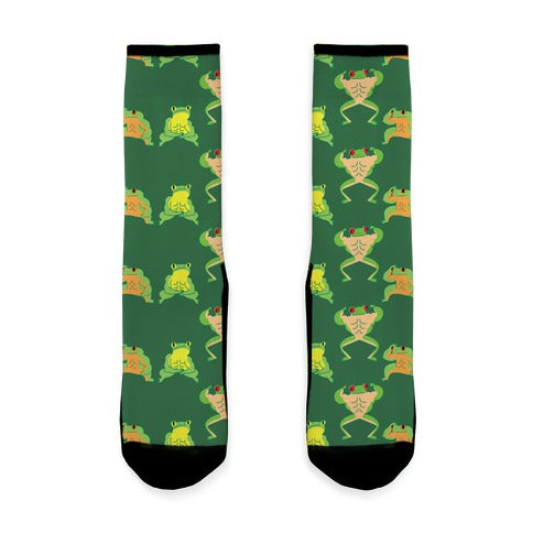 Buff Frog Pattern Socks
