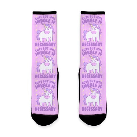 Cute But Will Impale If Necessary Unicorn Socks