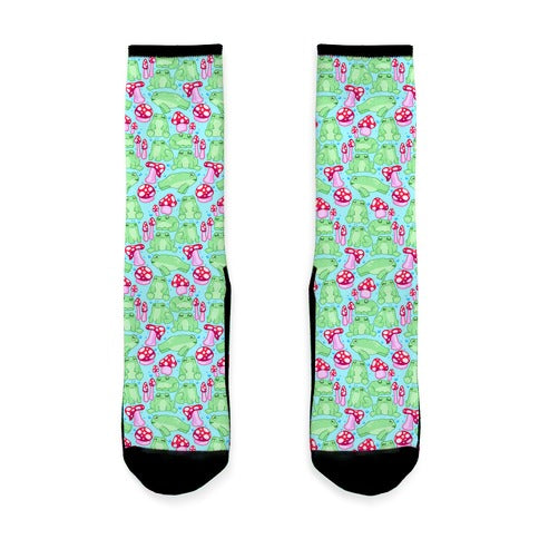 Frogs and Fungus Pattern Socks