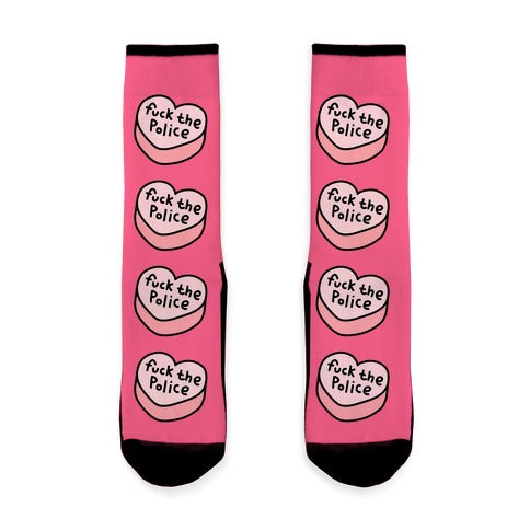 Fuck The Police Conversation Heart Socks