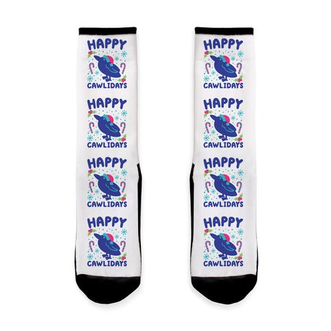 Happy Cawlidays Crow Holiday Parody Socks