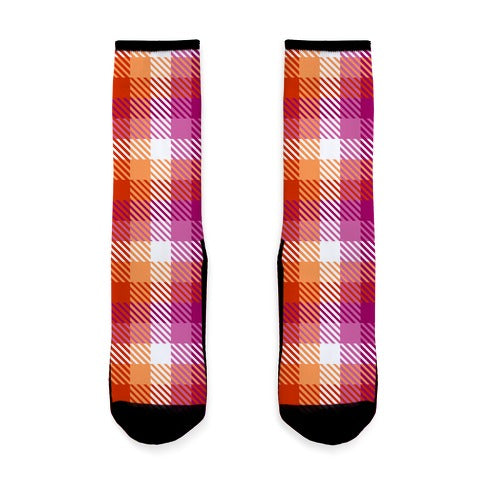 Lesbian Pride Flag Plaid Socks