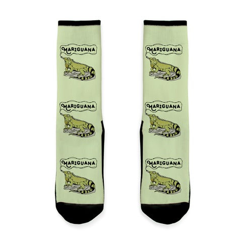 Mariguana Marijuana Iguana Socks