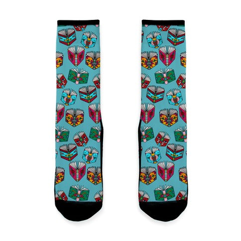 Punk Book Tattoo Pattern Socks