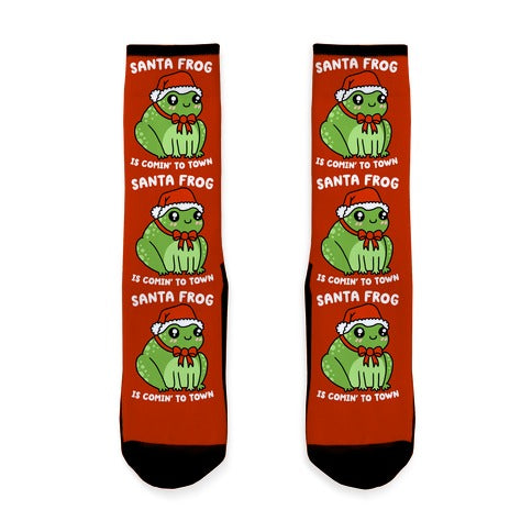 Santa Frog Is Comin' To Town Socks