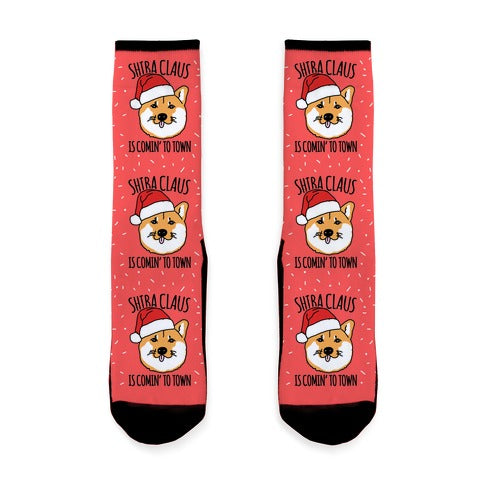 Shiba Claus Is Comin' To Town Socks