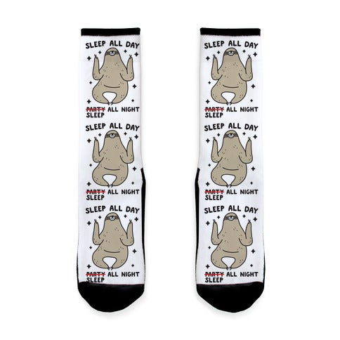 Sleep All Day Sleep All Night Sloth Socks