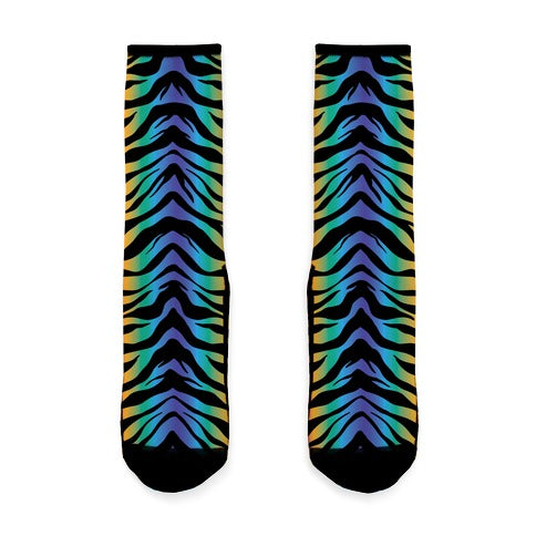 Tiger Stripe Rainbow 90s Pattern Socks