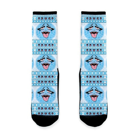 Ugly Ahegao Christmas Sweater Socks