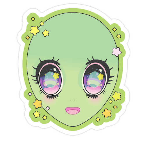 Anime Eyes Alien Die Cut Sticker