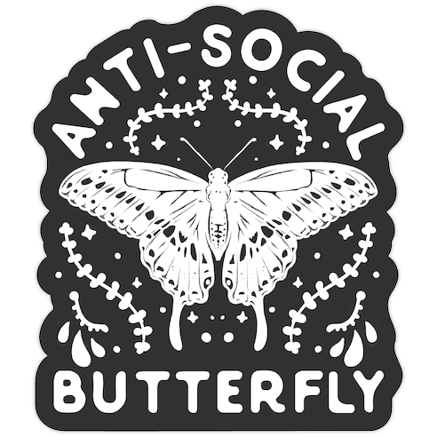 Anti-Social Butterfly Die Cut Sticker