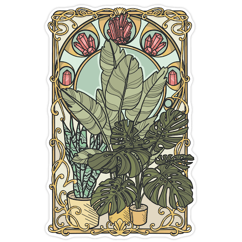 Art Nouveau House Plants Die Cut Sticker