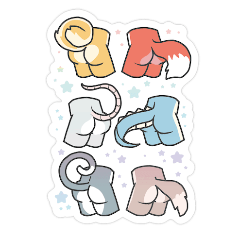 Assorted Furry Butts Die Cut Sticker