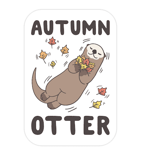 Autumn Otter Die Cut Sticker