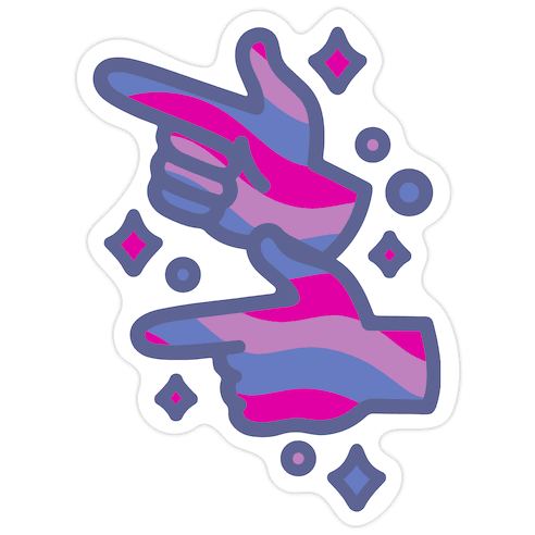 Bisexual Pride Finger Guns Die Cut Sticker