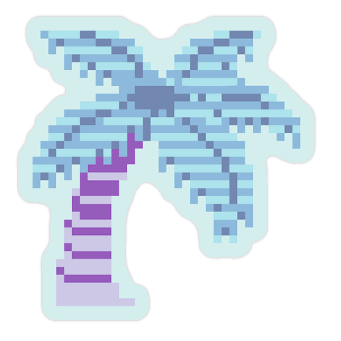 8-Bit Vaporwave Palm Tree Die Cut Sticker