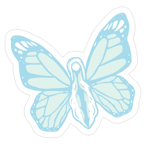 Blue Butterfly Vagina Die Cut Sticker