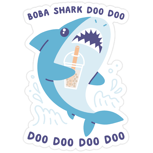 Boba Shark Die Cut Sticker