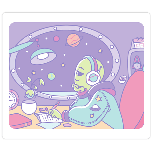 Chillhop Alien Die Cut Sticker