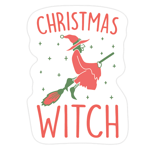 Christmas Witch Die Cut Sticker