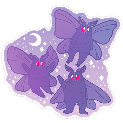 Chubby Mothman Nighttime Pattern Die Cut Sticker