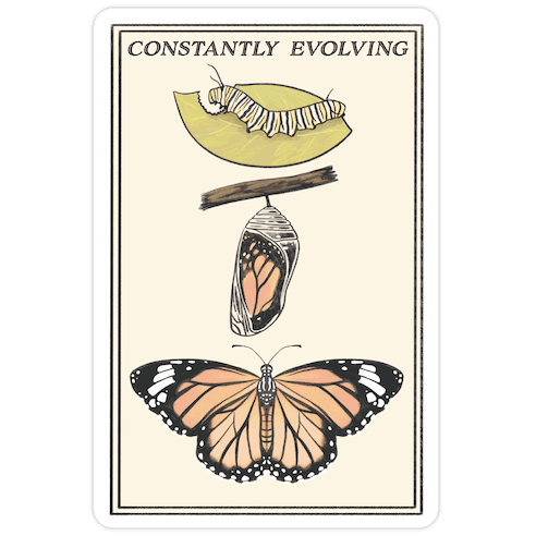 Constantly Evolving Monarch Butterfly Die Cut Sticker