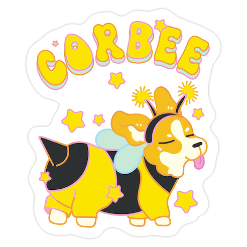 Corbee Corgi in a Bee Costume Die Cut Sticker