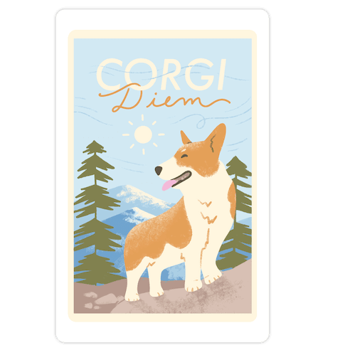 Corgi Diem Die Cut Sticker