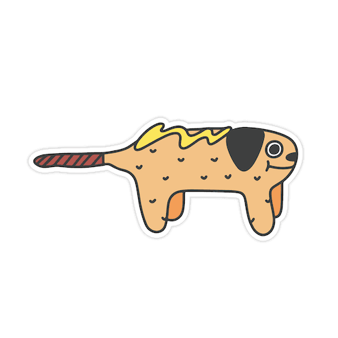 Corn Doggie Pattern Die Cut Sticker