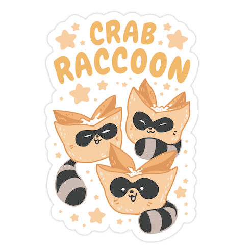 Crab Raccoon Die Cut Sticker