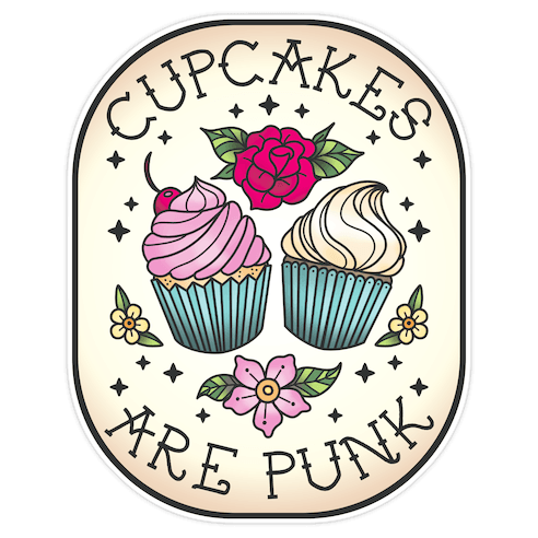 Cupcakes Are Punk Die Cut Sticker