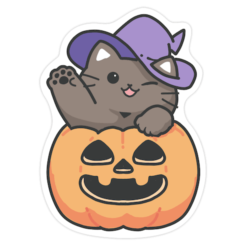 Cute Halloween Cat Die Cut Sticker