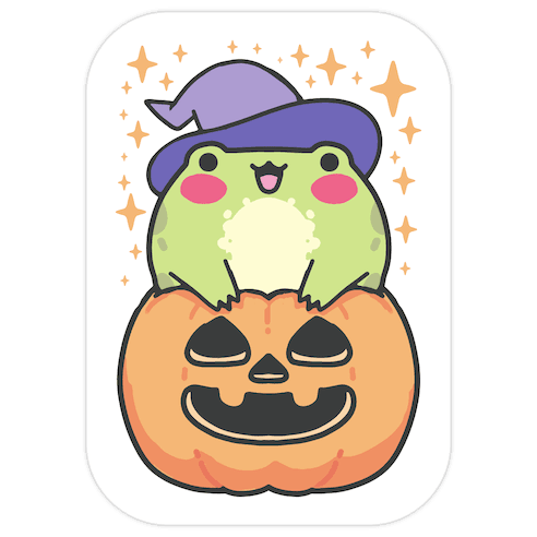 Cute Halloween Frog Die Cut Sticker