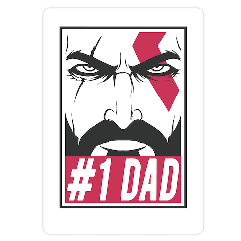 #1 Dad: Kratos Die Cut Sticker