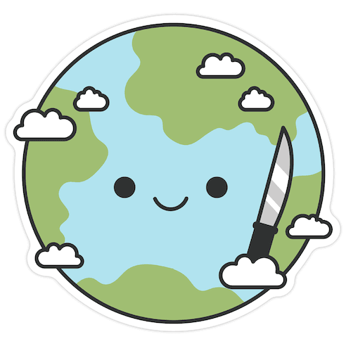 Earth with Knife Die Cut Sticker