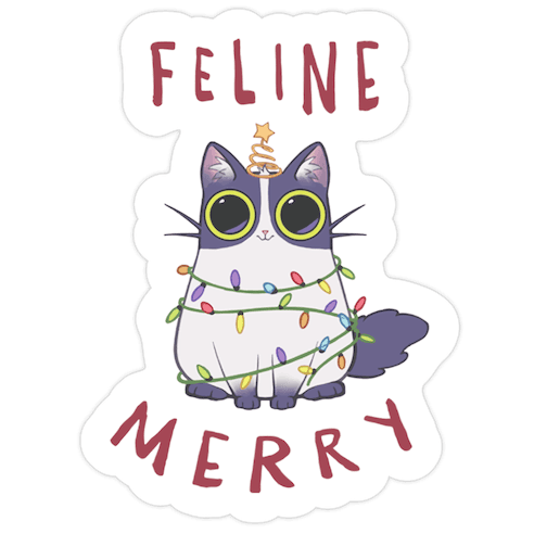 Feline Merry Die Cut Sticker