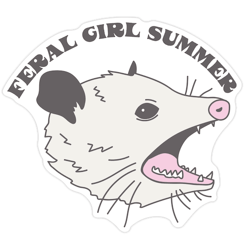Feral Girl Summer Opossum Die Cut Sticker
