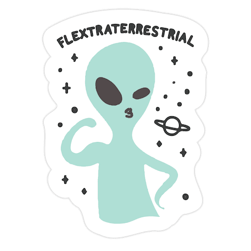 Flextraterrestrial Flexing Alien Die Cut Sticker