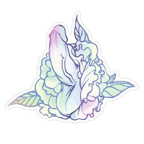 Floral Penis Pattern Blue Die Cut Sticker