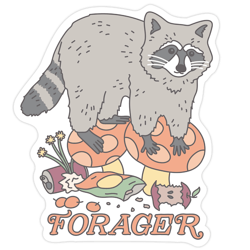 Forager Raccoon Die Cut Sticker